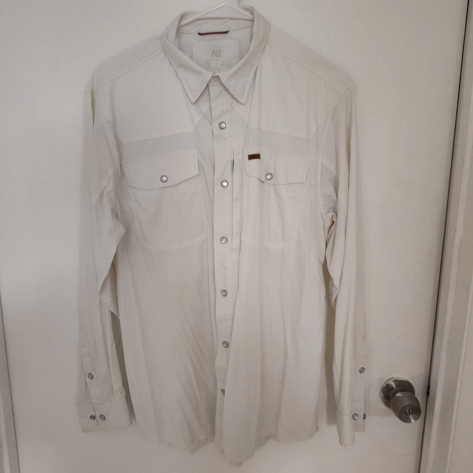 Poncho de hombre AG manga larga perla camisa con botones a presión talla M Foto 1 de 4