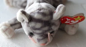 Ty Beanie Baby - SILVER the Grey Tabby Cat  Plush Stuffed Animal Toy New w tags - Bild 1 von 3