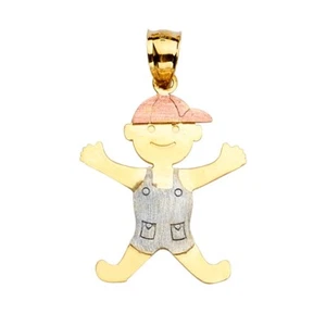 14K Tri Color Gold Boy Pendant - Picture 1 of 4