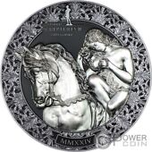 KISS Gustav Klimt Fine Embroidery Art 3 Oz Silver Coin 20$ Palau 2023