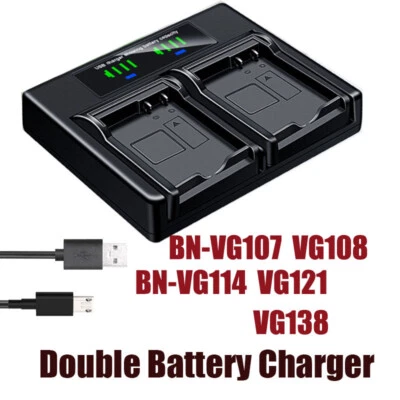 Dual Battery Charger For JVC Everio GZ-MS110 MS110BEK MS110BEU MS110BU MS110BUC - Image 1 of 4