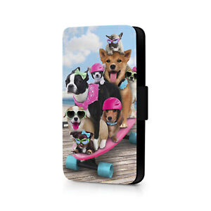 Skateboarding Dogs Phone Flip Case For iPhone - Huawei