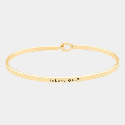 ISLAND GAL Bracelet Thin GOLD Bangle Inspiration Message Quote Jewelry Palm Tree - Image 1 of 2