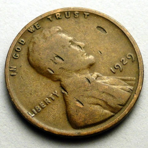 L@@K - Very Rare Gas Bubble Error 1929 P Lincoln Wheat Penny 91 Year Old Antique Cover