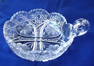 New Martinsville Viking Glass, 1 handle, sawtooth Crystal Relish Dish - Picture 1 of 6