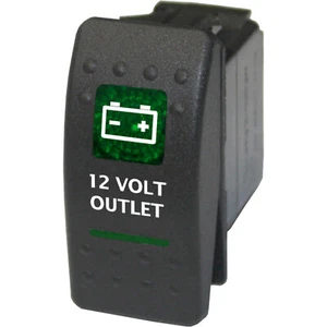 12 VOLT OUTLET 570G Rocker Switch 12V LED green universal waterproof on-off SPST - Imagen 1 de 1