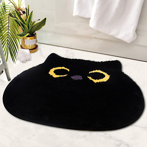 Bathroom Rug - Bathroom Mat,Black Cat Bathroom Rug,Cat Bath Mat,Soft Indoor