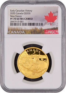 2020 Canada Gold Coin, New France, PF70 UC, Canada $200 Gold Coin, NGC Coin