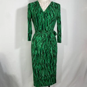 INC International Concepts Halstuchkleid Damen grün Tiger Druck Surplice Ausschnitt - Bild 1 von 4