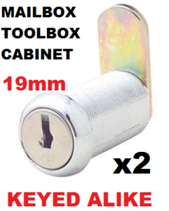 2x 19mm Letterbox lock cam lock draw lock mail box lock Tool box lock Cabinet - Picture 1 of 4