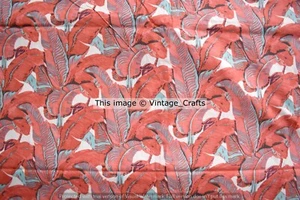 5 Yard Hand Block Print Fabric Indian 100% Cotton Banana Leaf Printed Fabric - Picture 1 of 4
