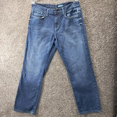 Pantalones de mezclilla para hombre Apt.9 calce relajado lavado oscuro tiro medio azul 34/32 Foto 1 de 4