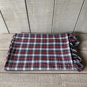 "Mantel vintage rojo verde a cuadros Navidad flecos 68"" X 44"" rectangular" - Imagen 1 de 4