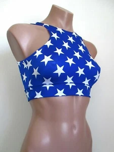 Schminke 💙 blue white Stars crop top dance clothing festival Wonder Woman - Picture 1 of 4