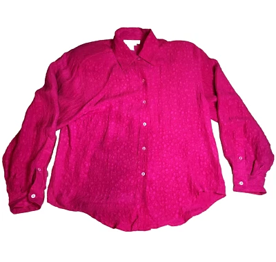 Blusa informal de seda de esquina para mujer talla S fucsia con botones almohadillas para el hombro nueva sin etiquetas Foto 1 de 4