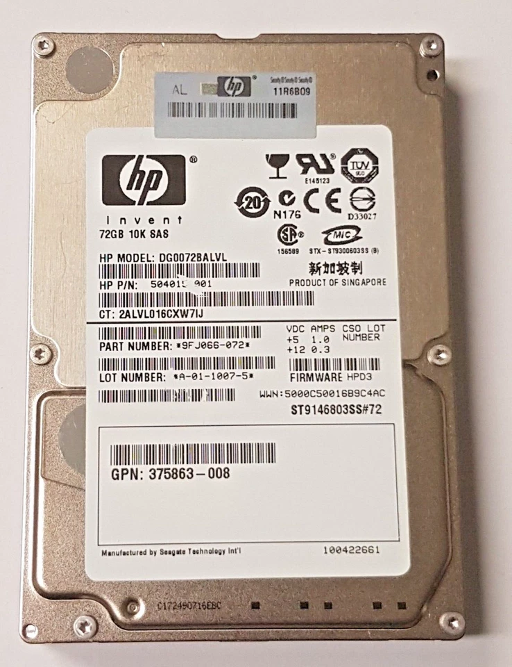 72 GB SAS HP DG0072BALVL ST9146803SS#72 10K 16MB HDD 2.5" Disco Rigido Interno - Immagine 1 di 1