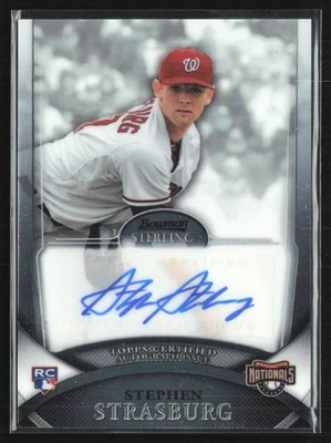 Stephen Strasburg 2010 Bowman Sterling RC automático #1 Washington Nationals Foto 1 de 2