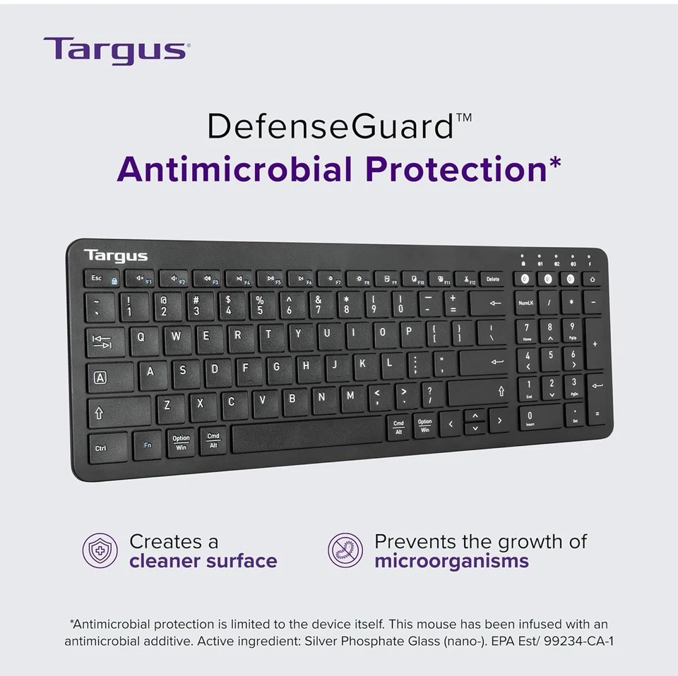 Targus Midsize Multi-Device Bluetooth  Antimicrobial Keyboard Android iOS Window - Image 1 of 4