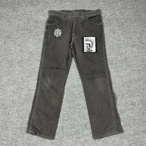 Vintage Wrangler Jeans 36x30 Black Denim Punk Rock Metal Band Patches Custom - Picture 1 of 8