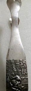 Antique Silverplate Ice Tongs w/ Country Scene Fiddler Barn Farm Denmark 7"L - Picture 1 of 6