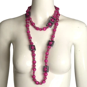 EMPORIO ARMANI- Pink & Grey Double Strand Necklace - Picture 1 of 4