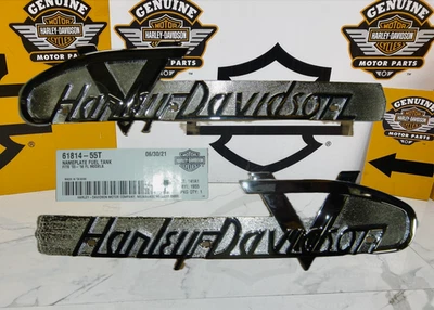 Original OEM Harley Vintage V-Logo Gas Tanque Emblemas Touring Softail Dyna Foto 1 de 4