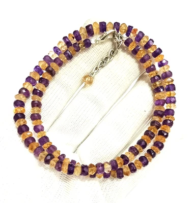 Collar rondelle facetado de citrino y amatista natural hecho a mano joyas de piedras preciosas Foto 1 de 4