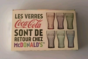 Zestaw 6 szklanek McDonalds Coca Cola z Francji pudełko 2018, rzadkie całkowicie nowe - Zdjęcie 1 z 6