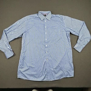 Camisa de vestir Eton para hombre 17 43 abotonada manga larga ganghester 1928 azul a rayas - Imagen 1 de 7