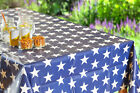 Blue & White Stars 4-6 seater Vinyl Washable Wipe Clean Tablecloth