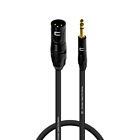 3 Pin XLR Male to 1/4" TRS Balanced Stereo Microphone Cable Custom Length Color