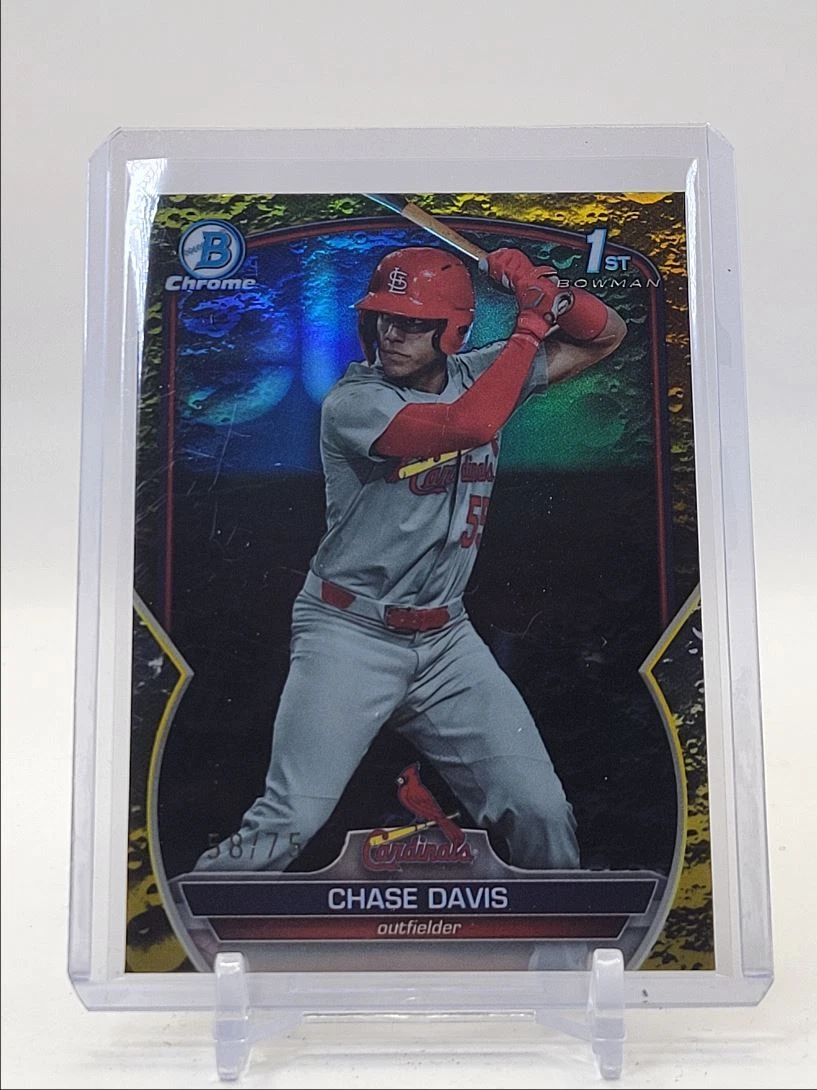 CHASE DAVIS 2023 BOWMAN CHROME DRAFT 1ST YELLOW LUNAR CRATER /75 Q00OG
