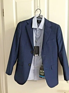 8  Boys FORMAL HUNTLEY AND SONS LINED NAVY JACKET  BLUE WHITE Shirt  net $49 - Picture 1 of 8