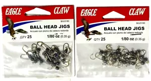 2 PACKS Eagle Claw Ball Head Jigs 1/80oz Gold Hook 25 Count BG25180 - Picture 1 of 12