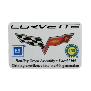 Calcomanía de puerta para Corvette 2005-13 C6 - GM Bowling Green planta de montaje UAW 2164 - Imagen 1 de 2