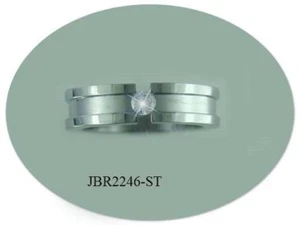 STAINLESS STEEL TWO TONE WITH CZ BAND SIZE 8 - Picture 1 of 1