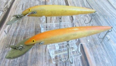 Lot of 2 Vintage Rapala Finland 5" Long Lure CD-13 Sinking Magnum Orange Gold - Image 1 of 4