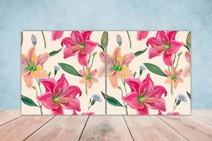 Juego de 2 azulejos de pared con salpicadero de cerámica con estampado floral - Imagen 1 de 2
