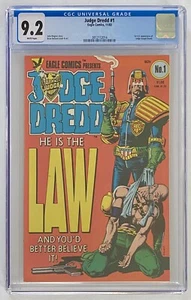 JUEZ DREDD #1 NOVIEMBRE 1983 EAGLE COMICS PRESENTA CGC 9.2 HE IS THE LAW PRIMERA APLICACIÓN EE. UU. - Imagen 1 de 2