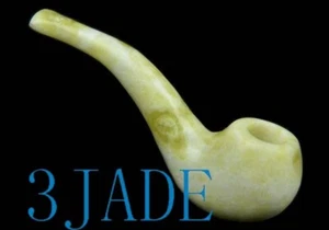 Hand Carved Natural Serpentine Stone Tobacco Pipe Lantian Jade  - Picture 1 of 6