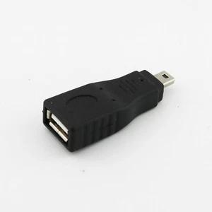1pc USB 2.0 A Female to Mini USB B 5 Pin Male Plug OTG Converter Adapter Black - Picture 1 of 7