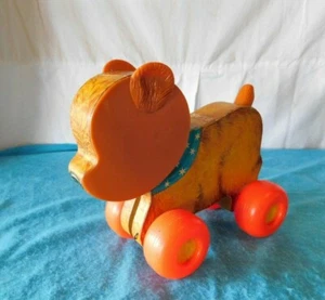 Vintage 1966 Fisher Price Cry Baby Bear Pull Toy USA #711 Head Moves Crying Too - Picture 1 of 8