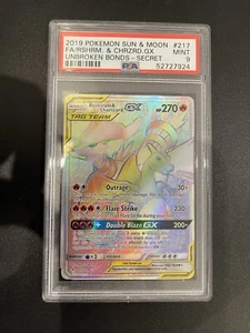 PSA 9 Mint Full Art Hyper Rare Reshiram & Charizard GX - Unbroken Bonds 217/214 - Bild 1 von 2
