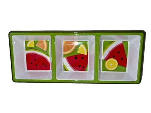 Zak Designs Melamine Serving Tray 3 Compartments Fruit Design - Picture 1 of 6