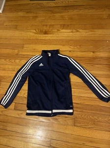 ADIDAS Youth Climacool Track Jacket Size M Blue White Stripe Full Zip Warmup - Picture 1 of 5