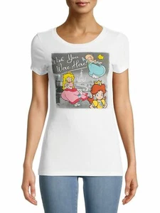 Super Mario Bros. Princess Peach "Wish You Were Here" Graphic T-Shirt M (7-9) - Picture 1 of 2