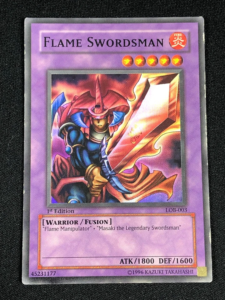  YUGIOH FLAME SWORDSMAN LOB-003 1ST (MP) NA PRINT! - Image 1 of 1