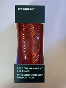 NEW 2024 Starbucks Red Swirl Cold Cup Ornament Keychain - Picture 1 of 3