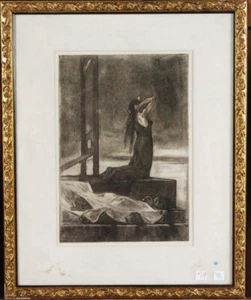 LITOGRAFÍA FELICIEN ROPS HELIOGRABADO EXSTEENS PELLET - Imagen 1 de 5