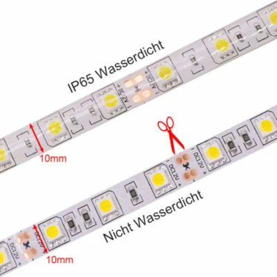 LED Streifen 12V 5050 Band Strip Warmweiß Wasserdicht Selbstklebend Lichterkette - Bild 1 von 4